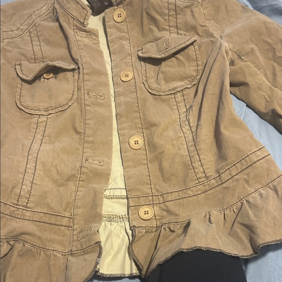 Tan Jacket with Ruffle Hem - Picture 4 of 6